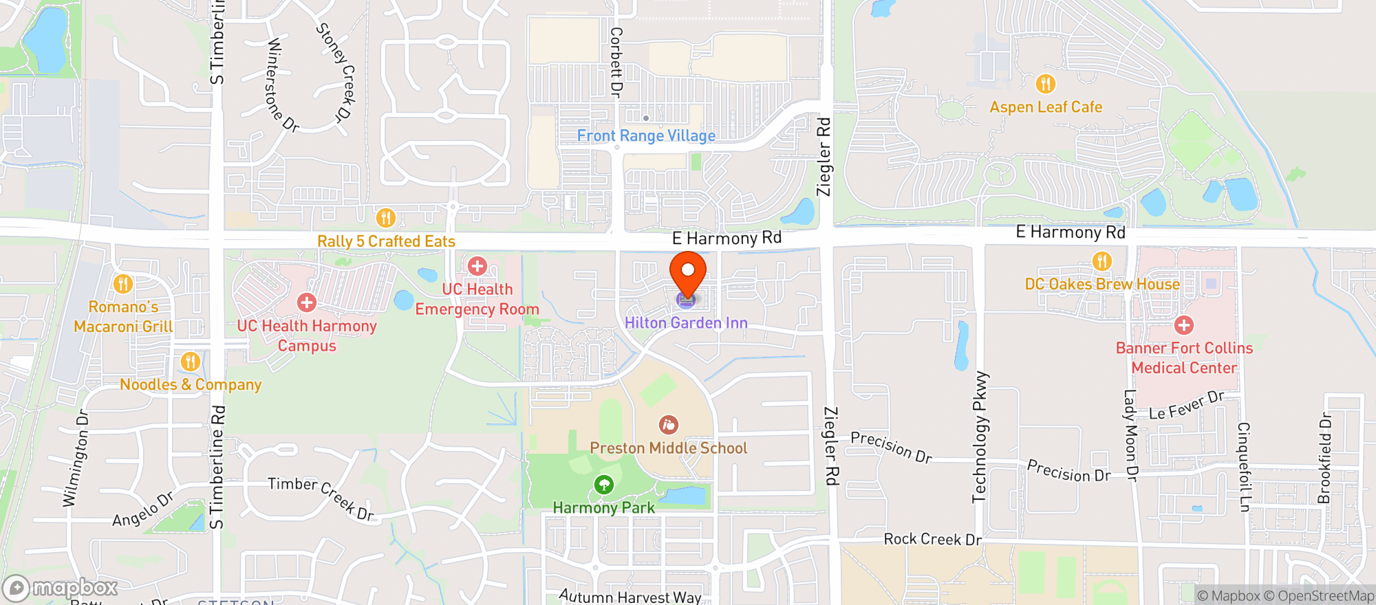 Map showing Hilton Garden Inn