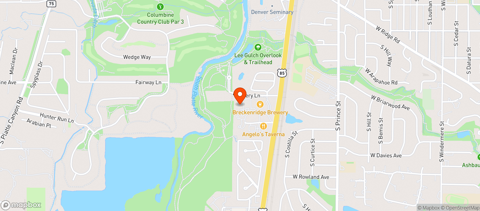 Map showing Farm House Restaurant At Breckenridge Brewery