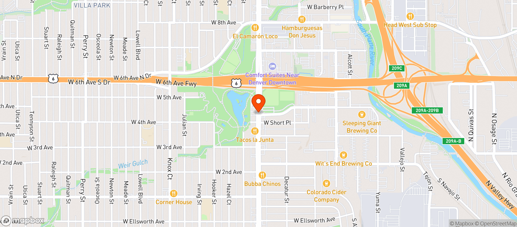 Map showing Fired Dispensary
