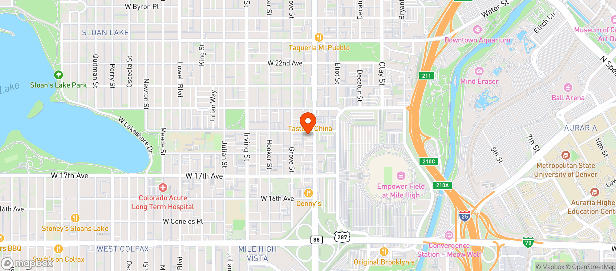 Map showing Jars - Mile High