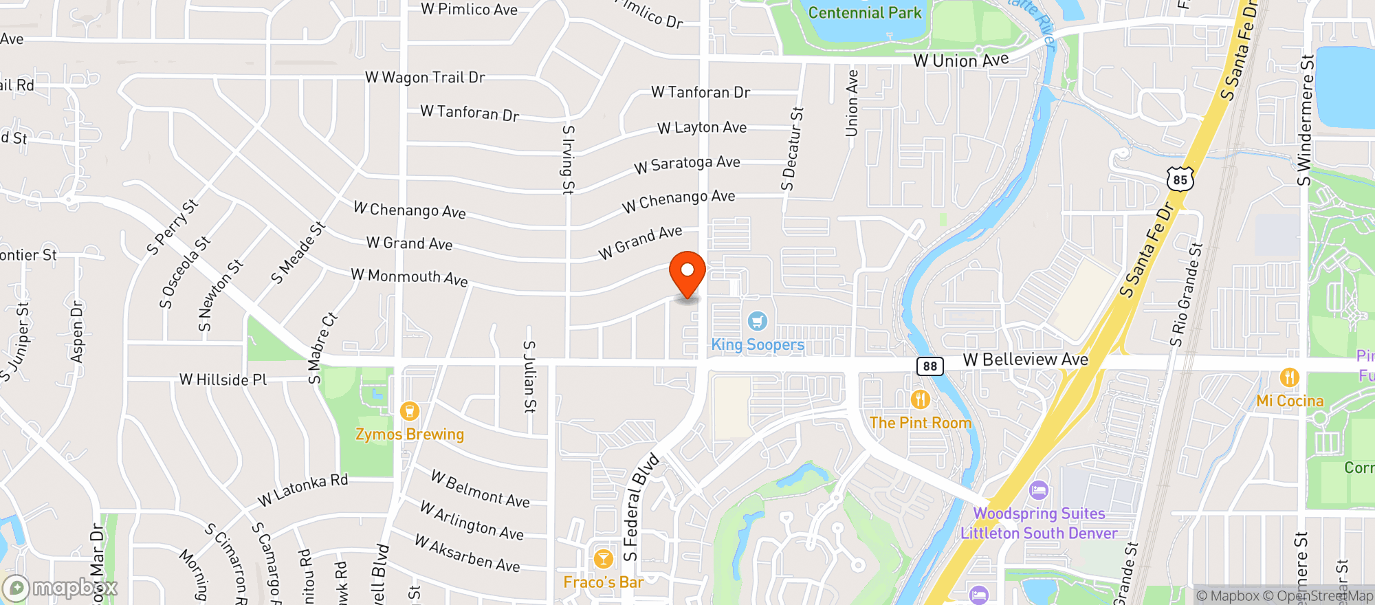 Map showing Trees Dispensary - Federal
