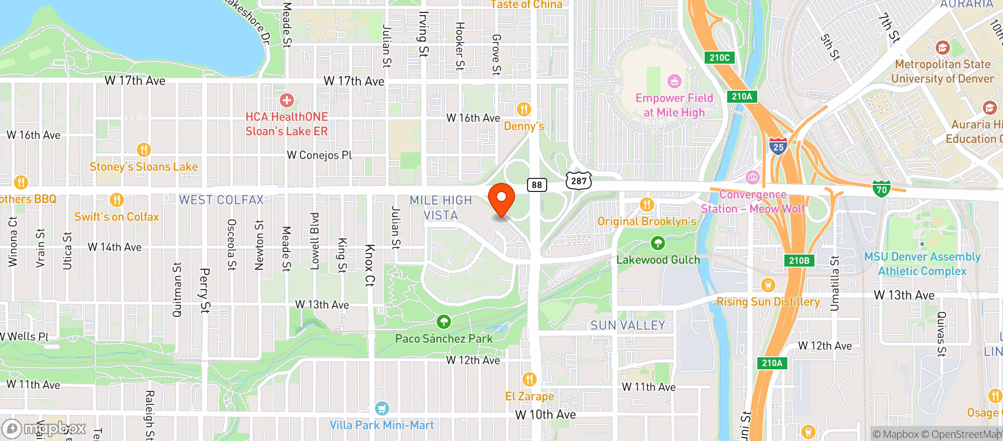 Map showing Door Dash