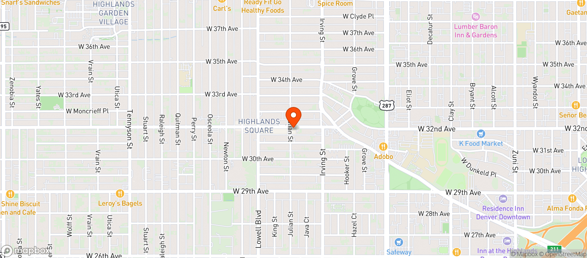 Map showing Three Dogs Tavern