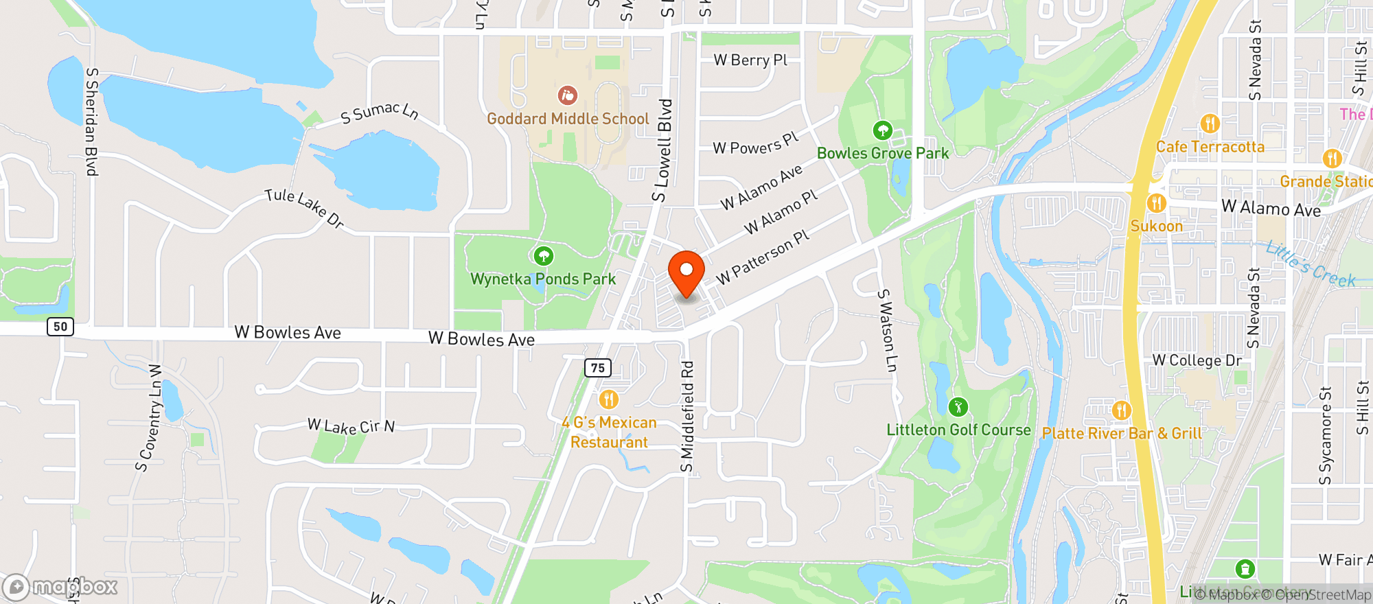 Map showing Columbine Valley Liquor