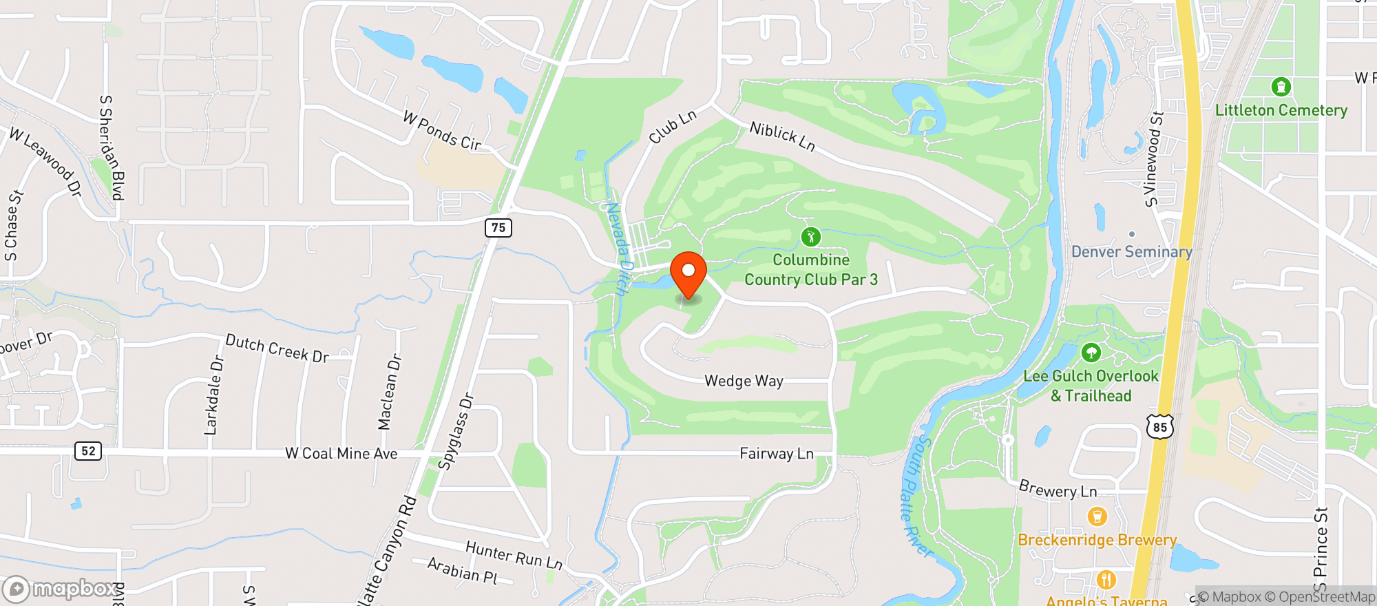 Map showing Columbine Country Club