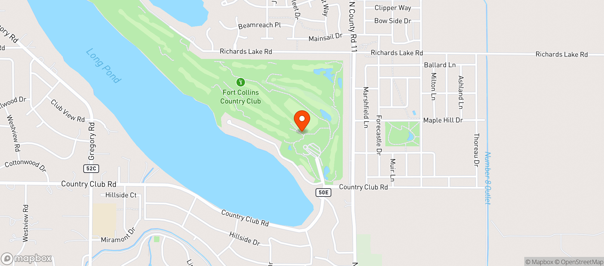 Map showing Fort Collins Country Club