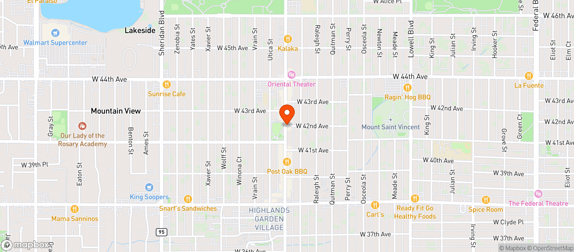Map showing South Broadway Country Club - Tennyson