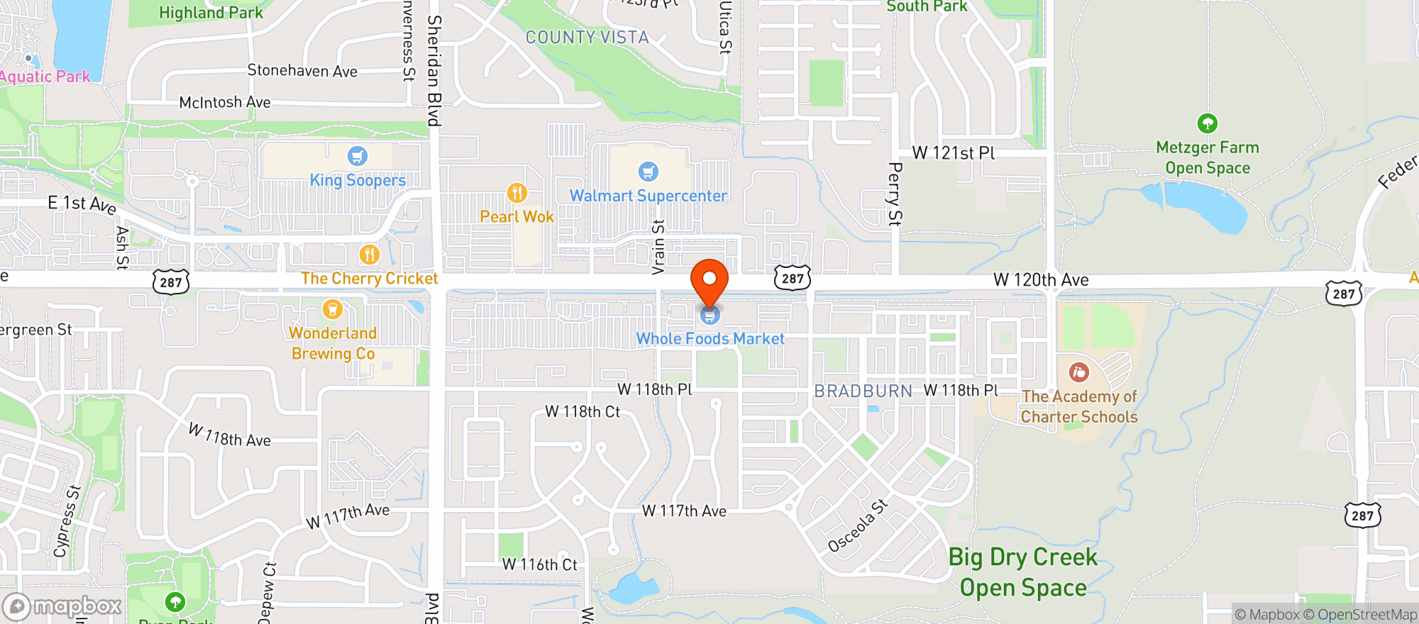 Map showing Whole Foods - Westminster