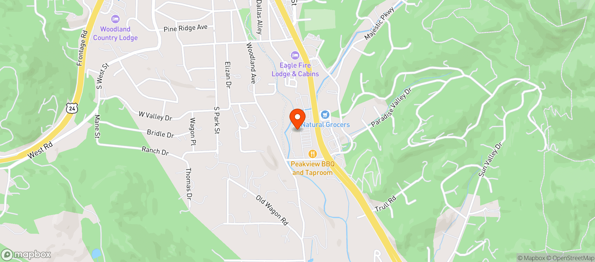 Map showing Safeway #1578 - Woodland Park