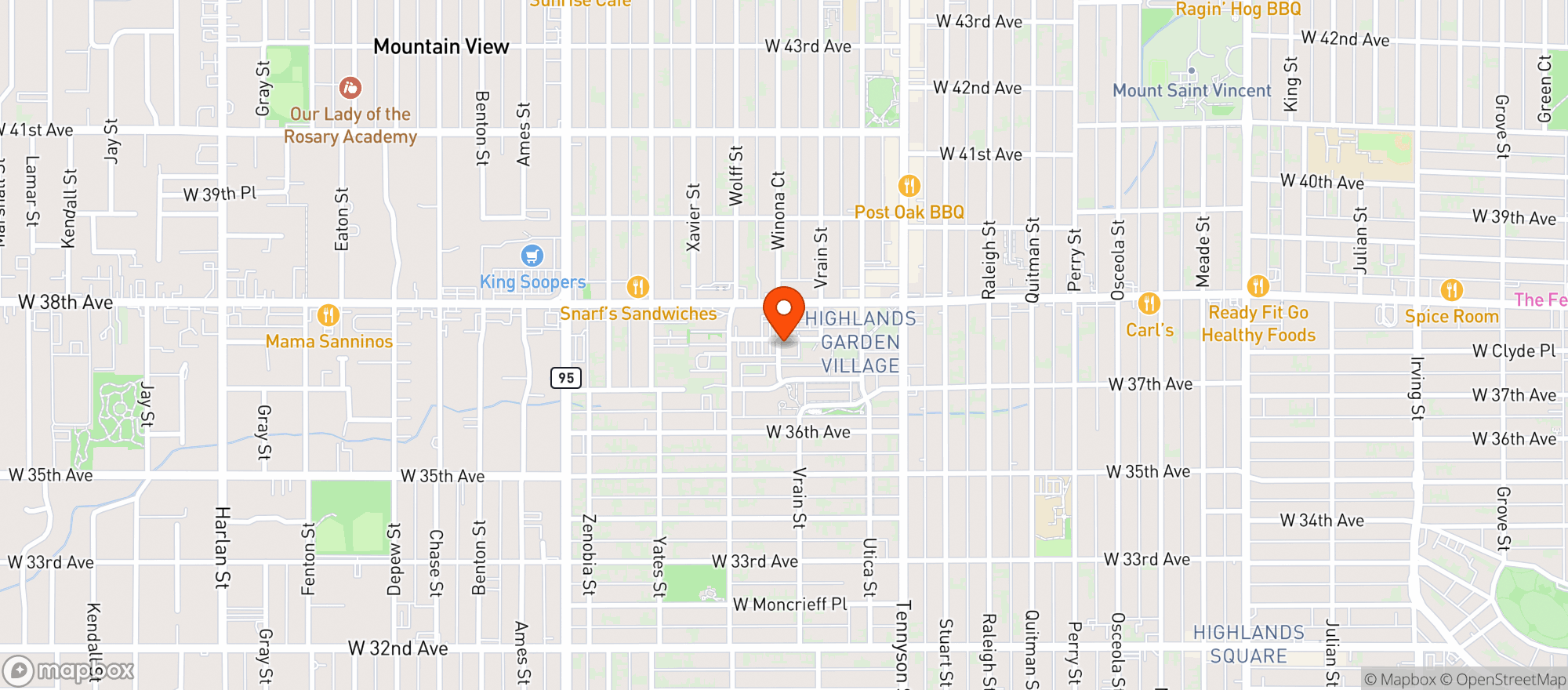 Map showing Highlands Wine & Liquor