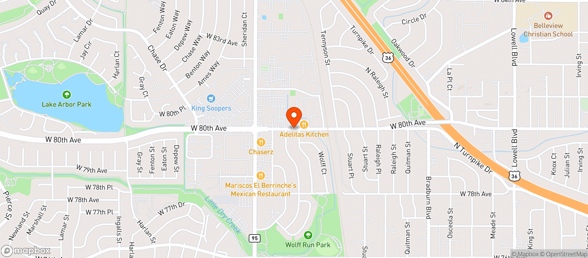 Map showing Los Arcos Mexican Restaurant