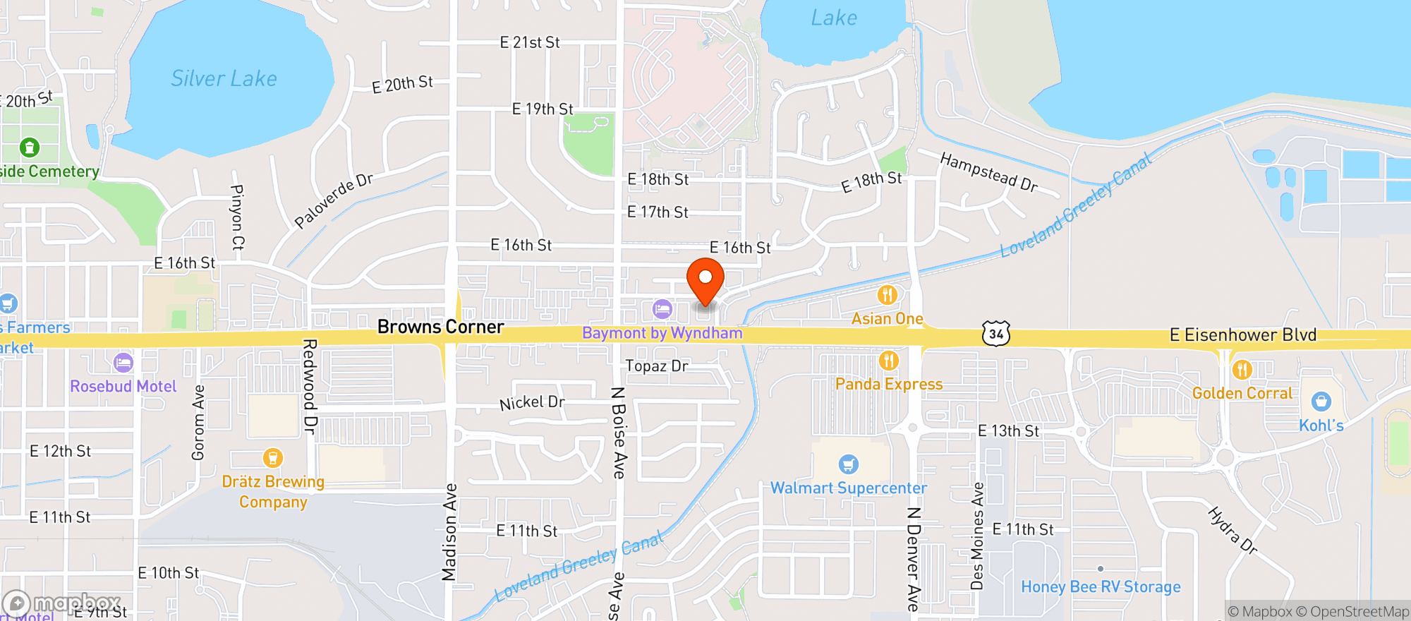 Map showing 3 Margaritas- Loveland