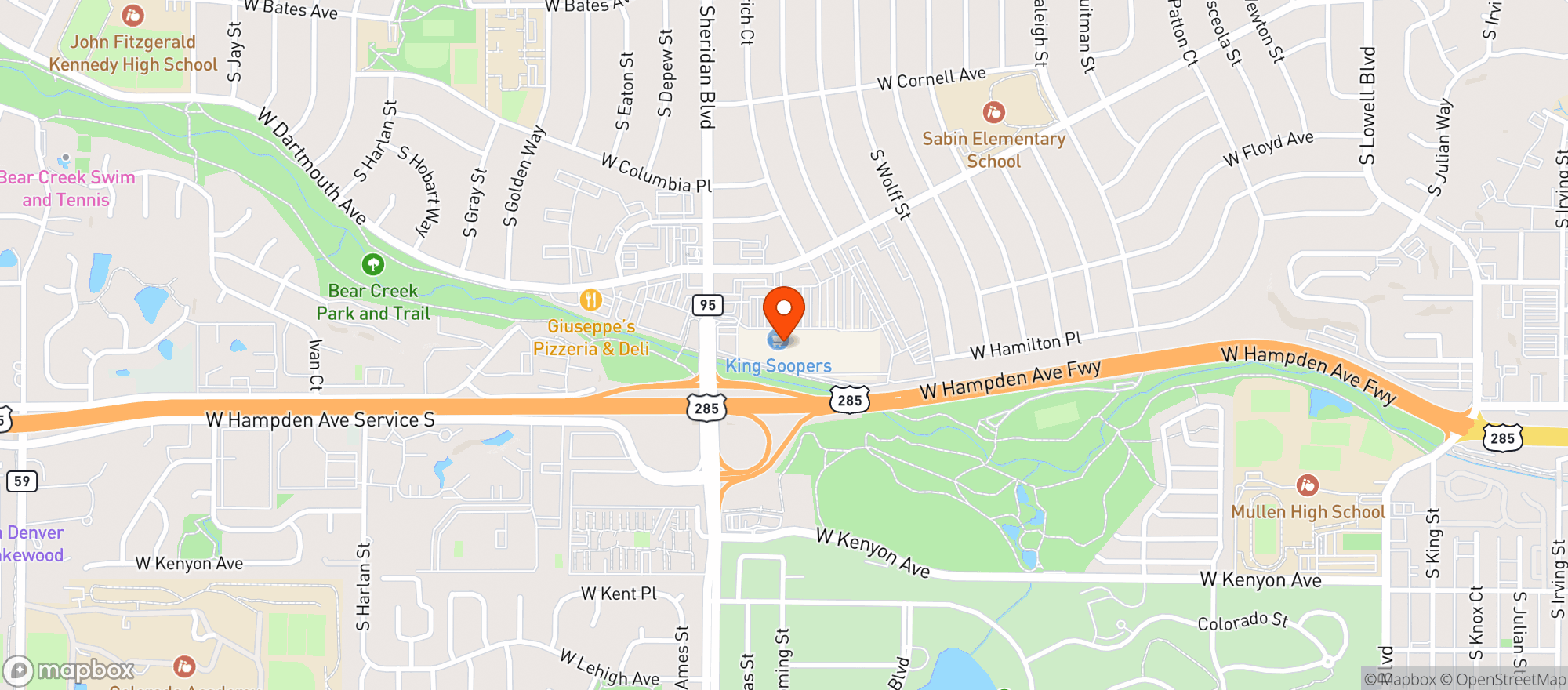 Map showing Kroger King Soopers