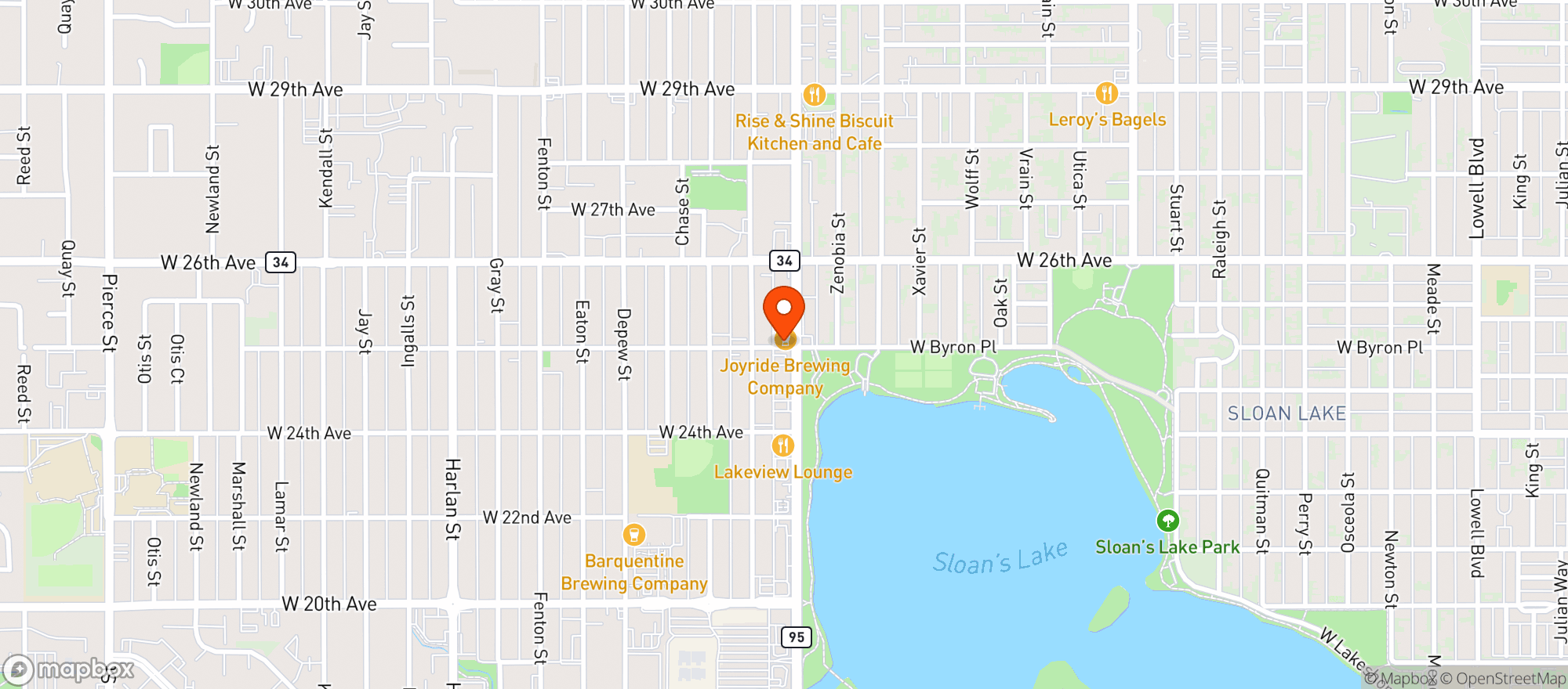 Map showing Joyride Brewing Company