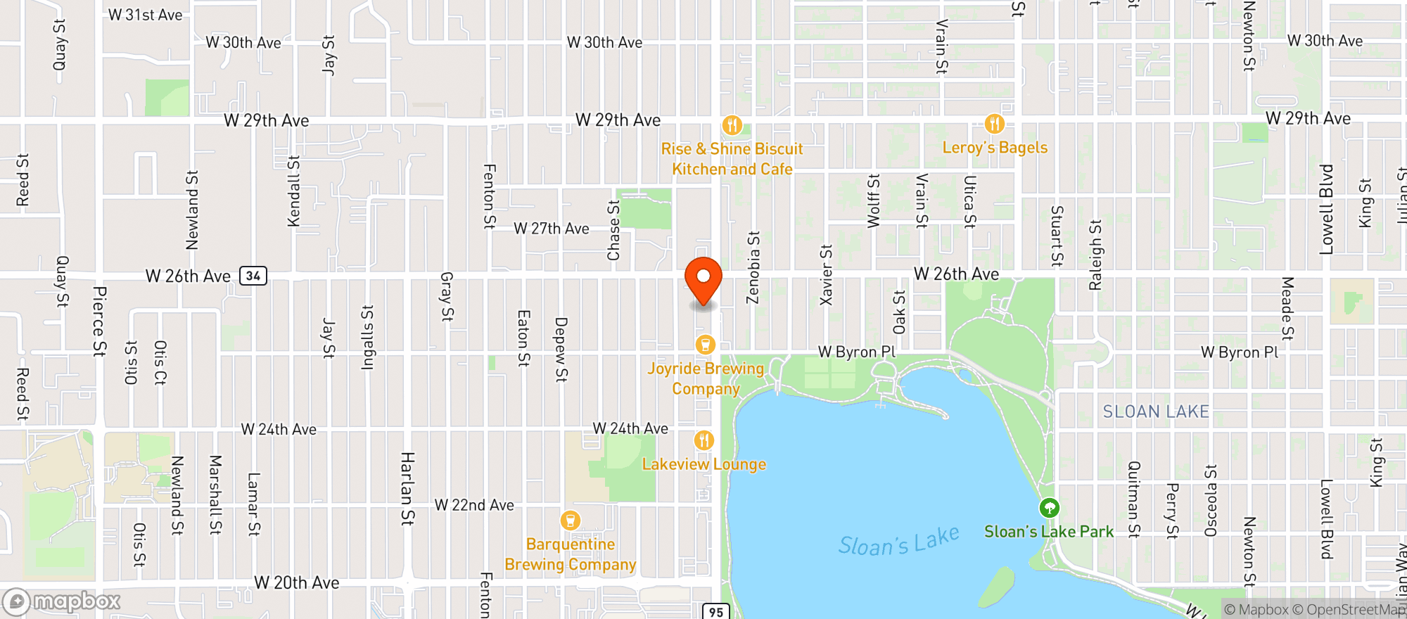 Map showing Pure Marijuana Dispensary - Edgewater