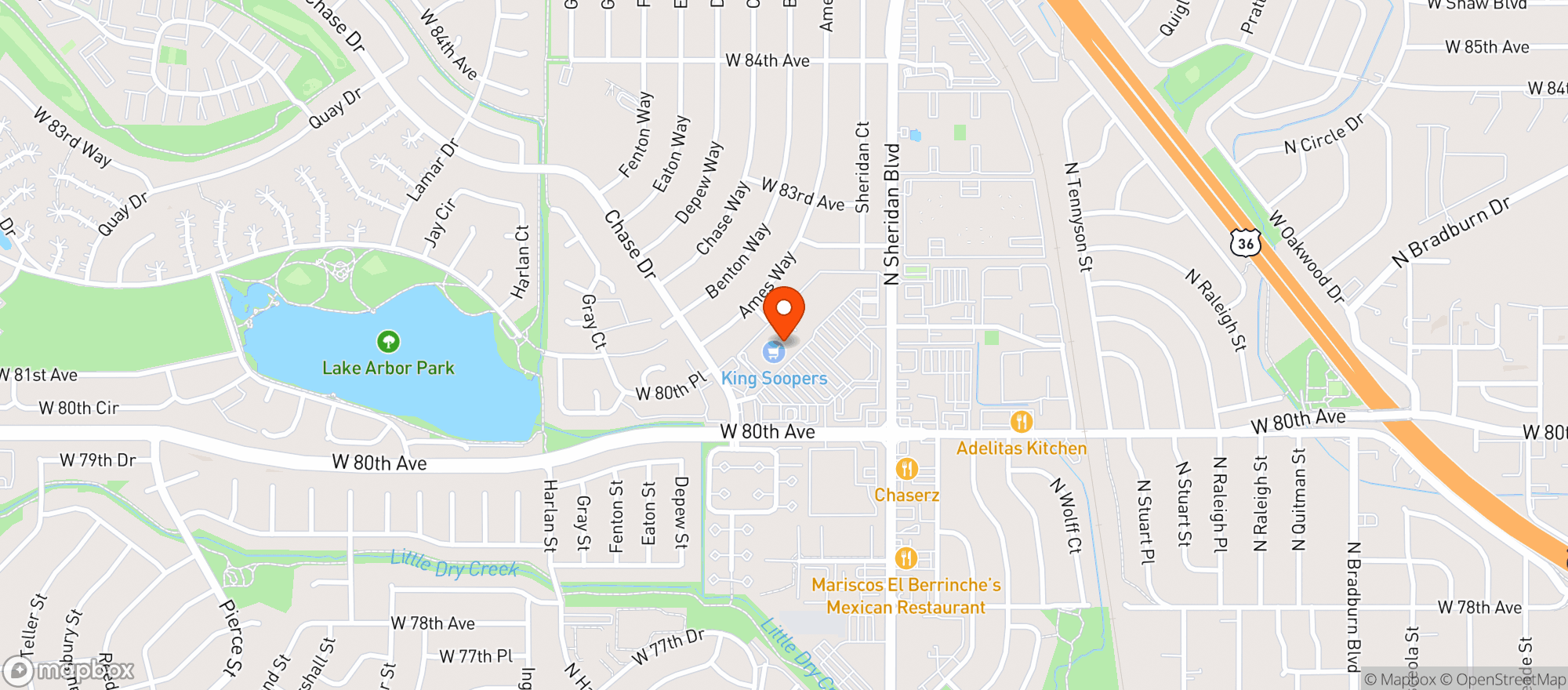Map showing Kroger King Soopers