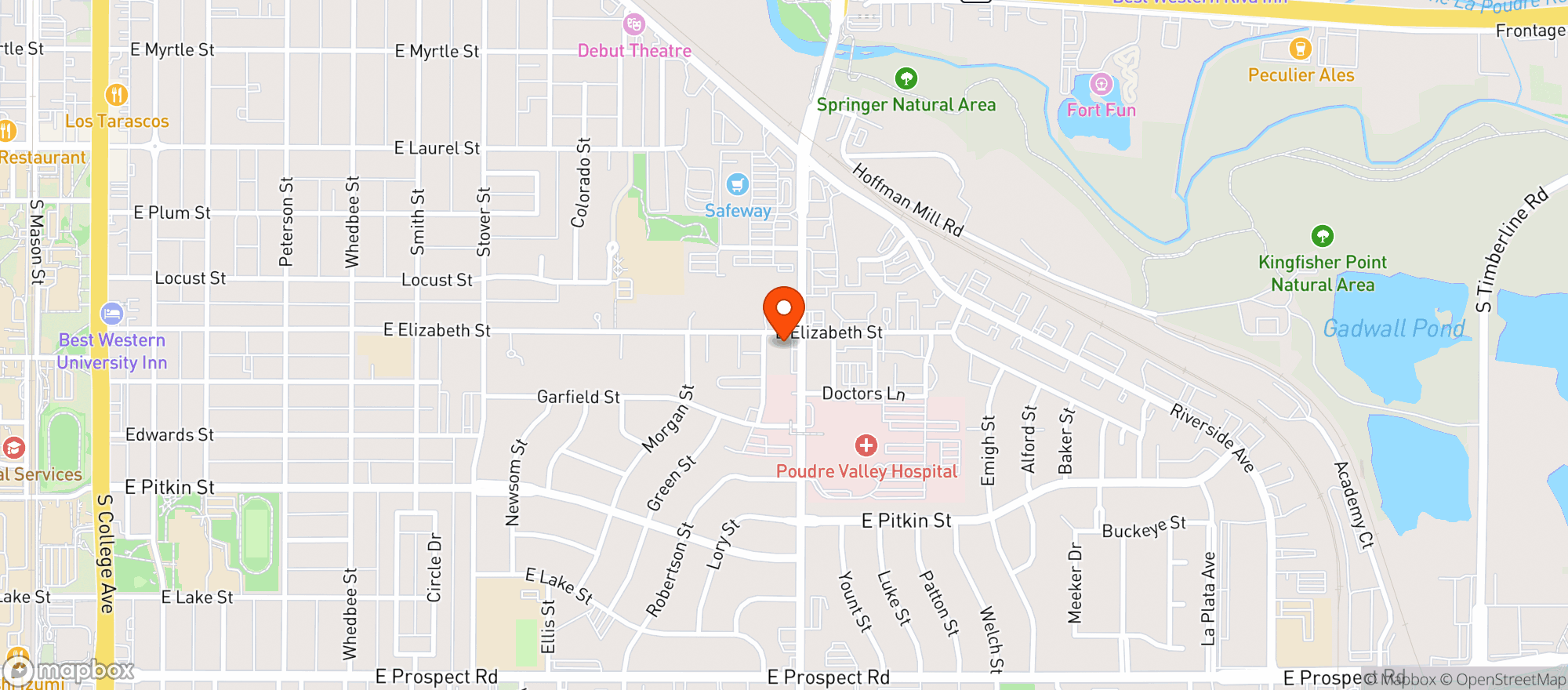 Map showing Thirstys Liquor