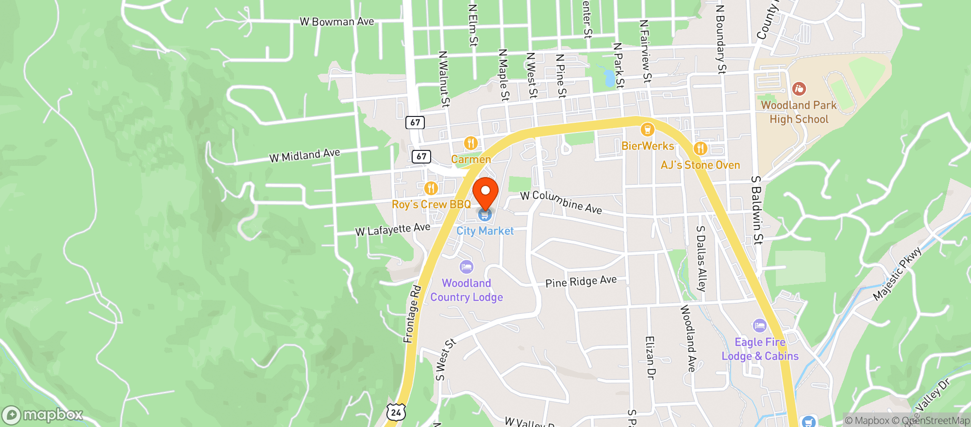 Map showing Kroger City Market