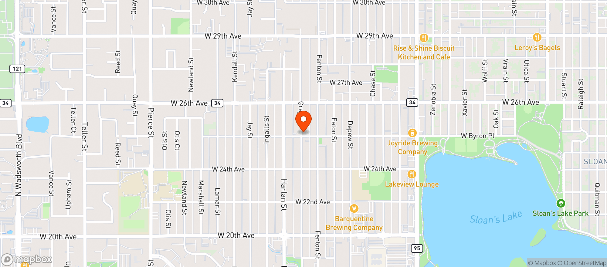 Map showing The Edgewater Beer Garden