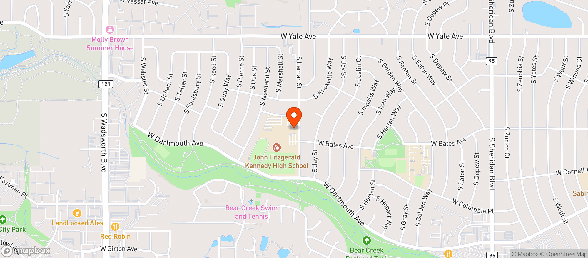 Map showing John F Kennedy High School