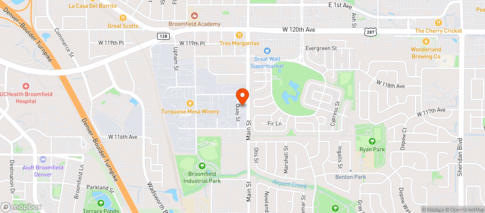 Map showing Door Dash