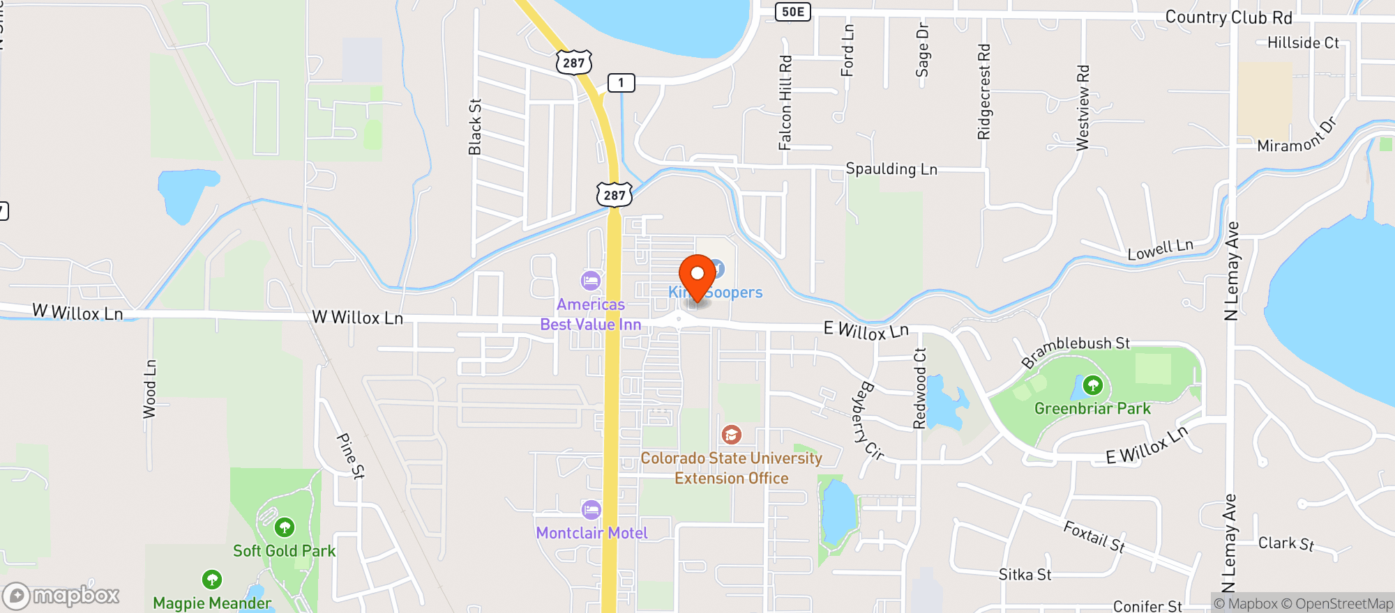 Map showing Bullfrog Wine & Spirits