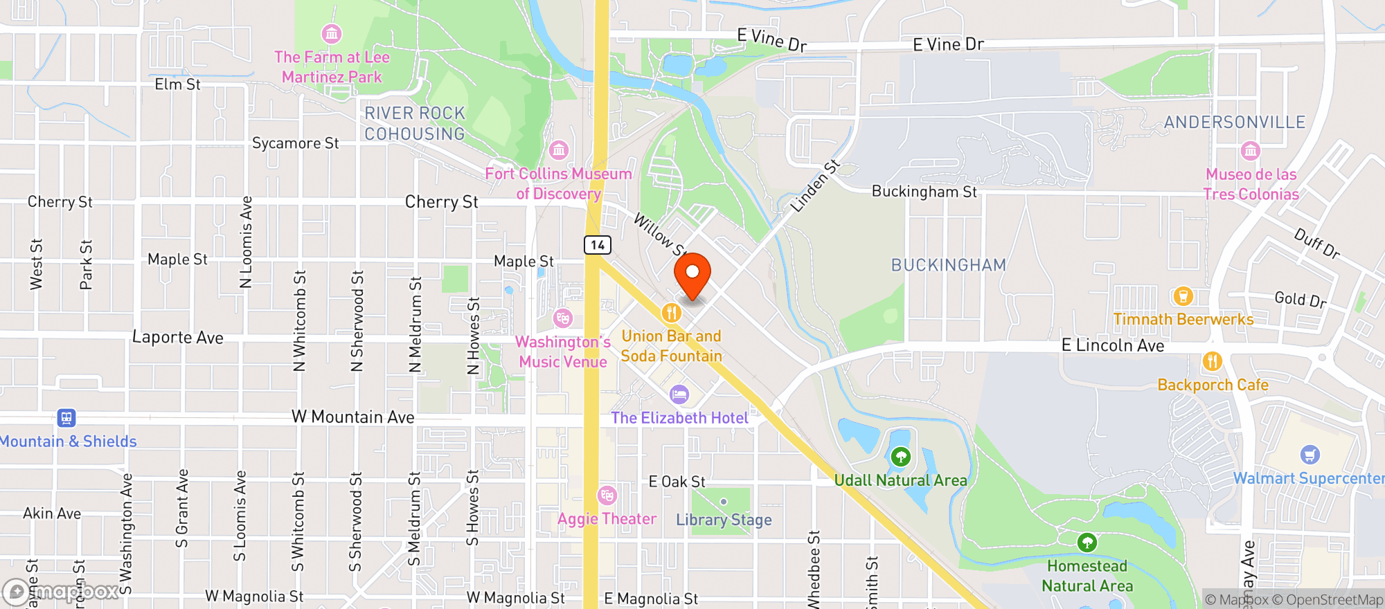 Map showing Ginger & Baker - Co (fort Collins)