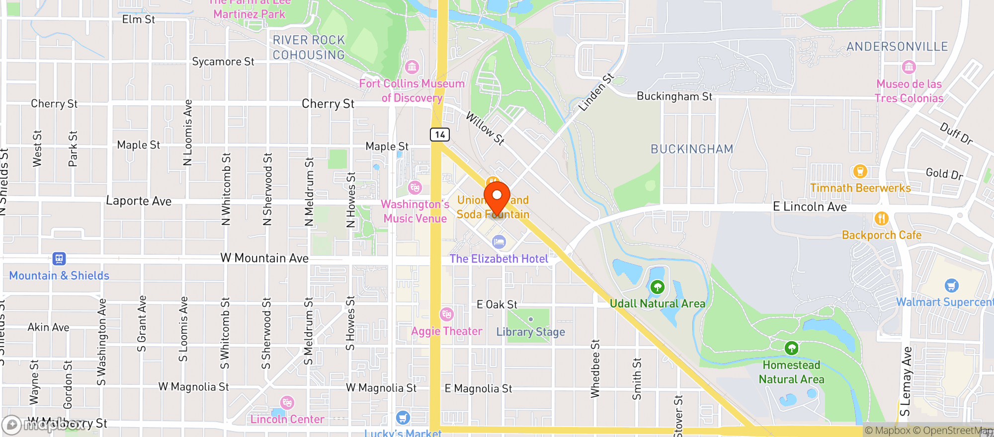 Map showing Elliots Martini Bar
