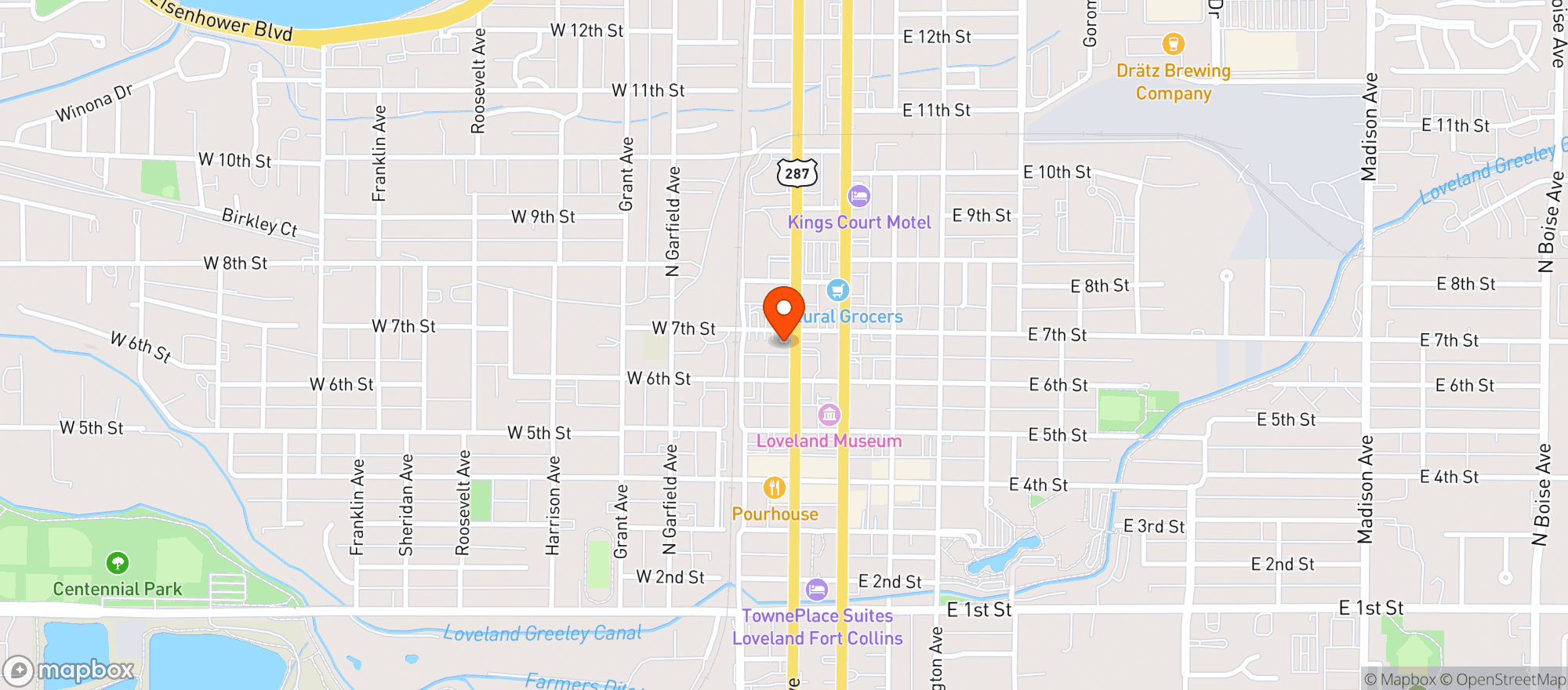 Map showing Loveland Liquor