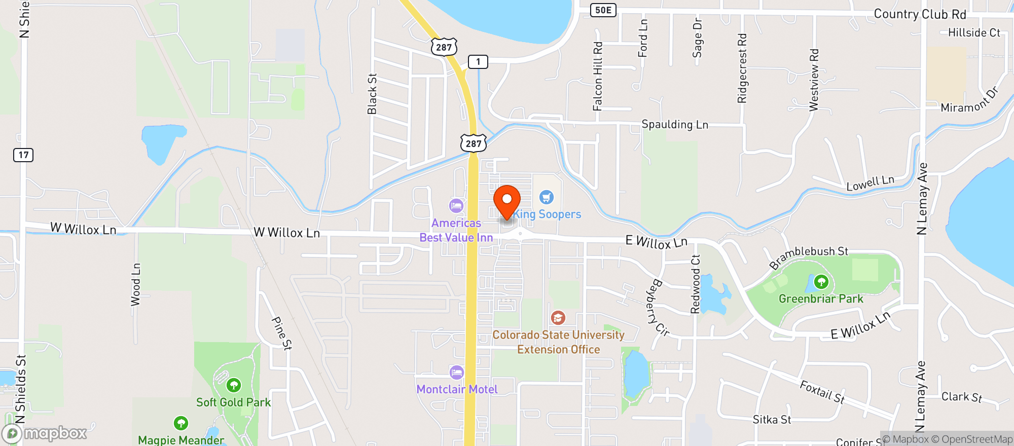 Map showing King Soopers Marketplace