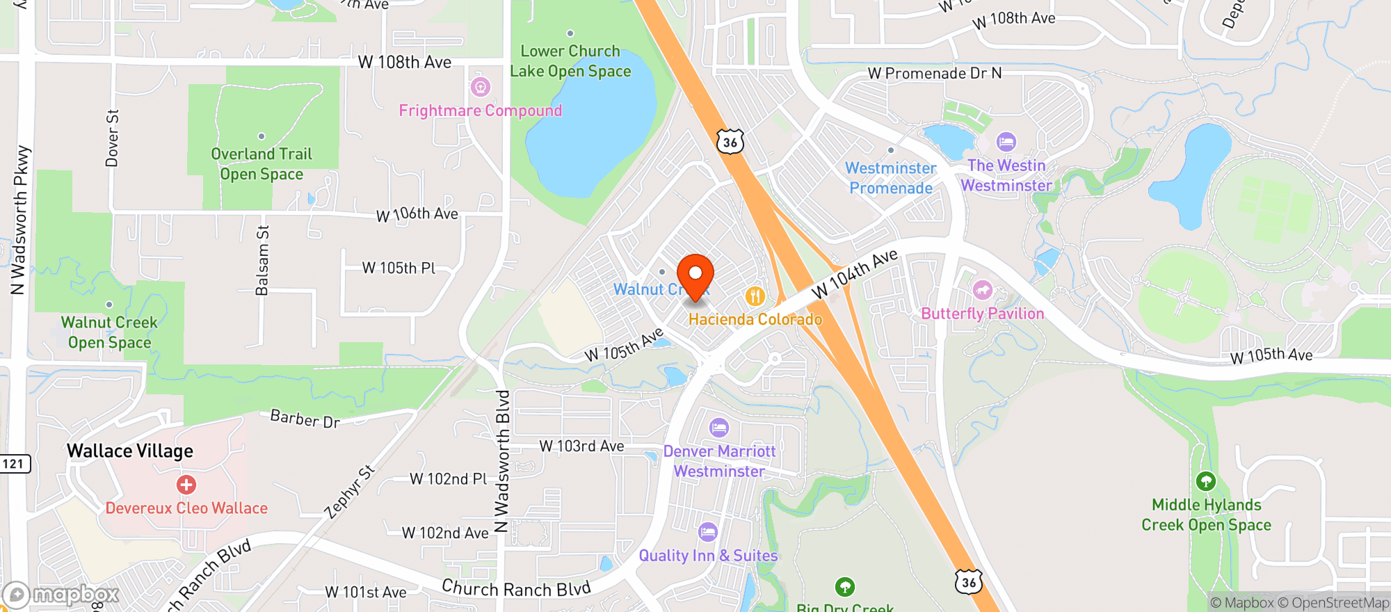 Map showing East Moon Asian Bistro & Sushi