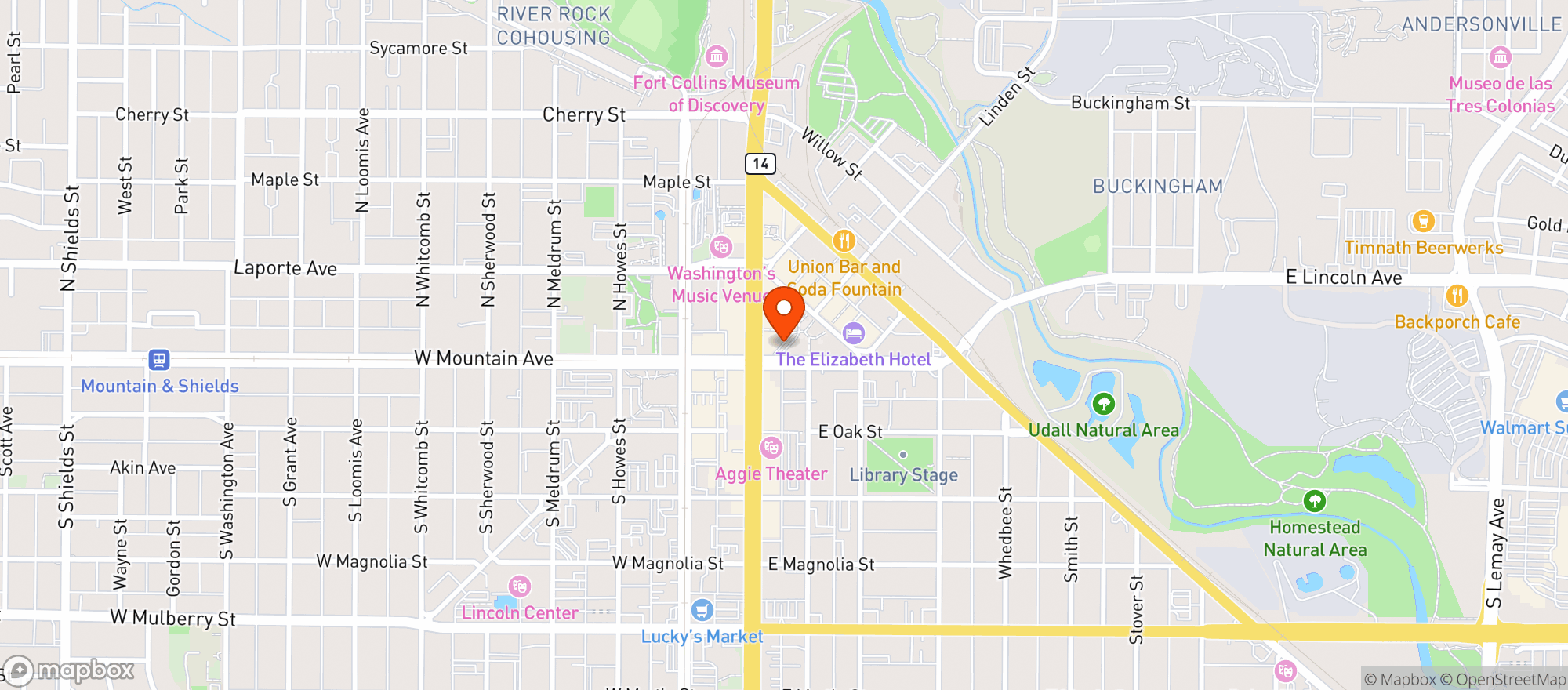 Map showing The Yeti Bar & Grill
