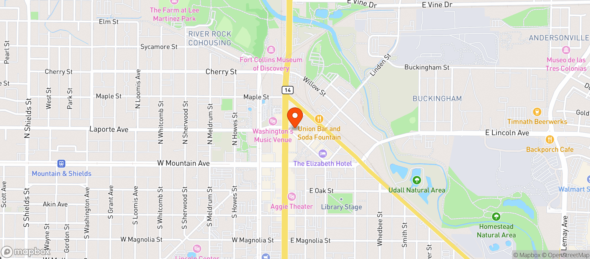 Map showing Welsh Rabbit Cheese Bistro