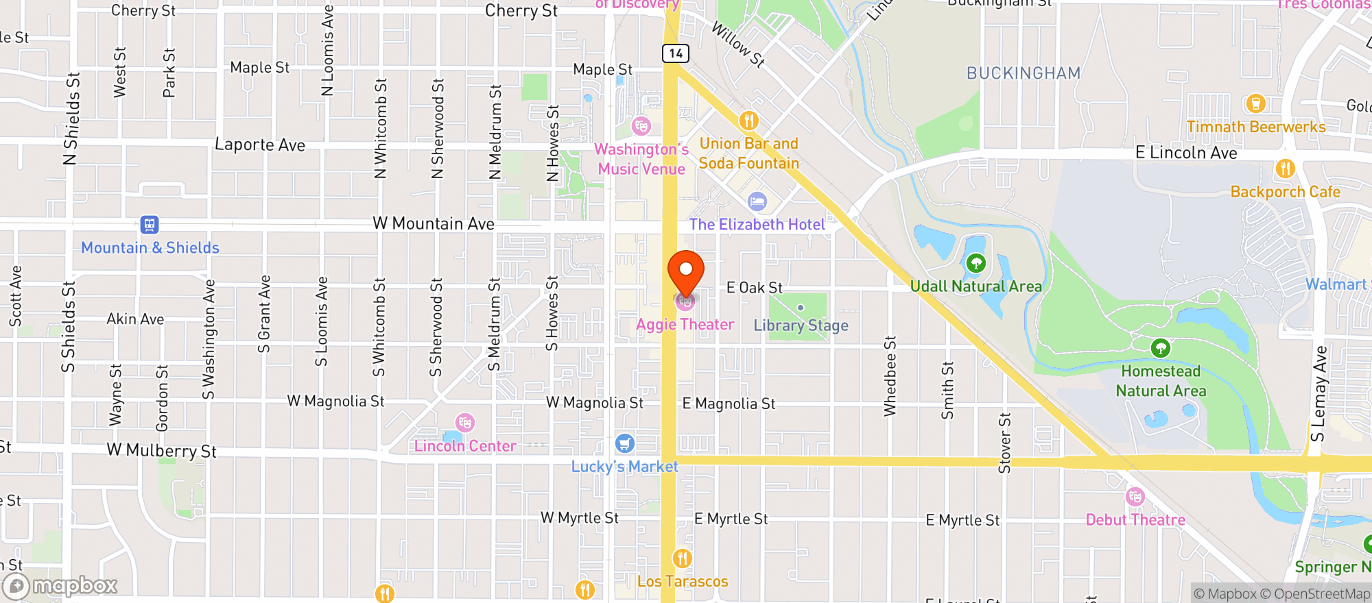 Map showing Aggie Theatre The