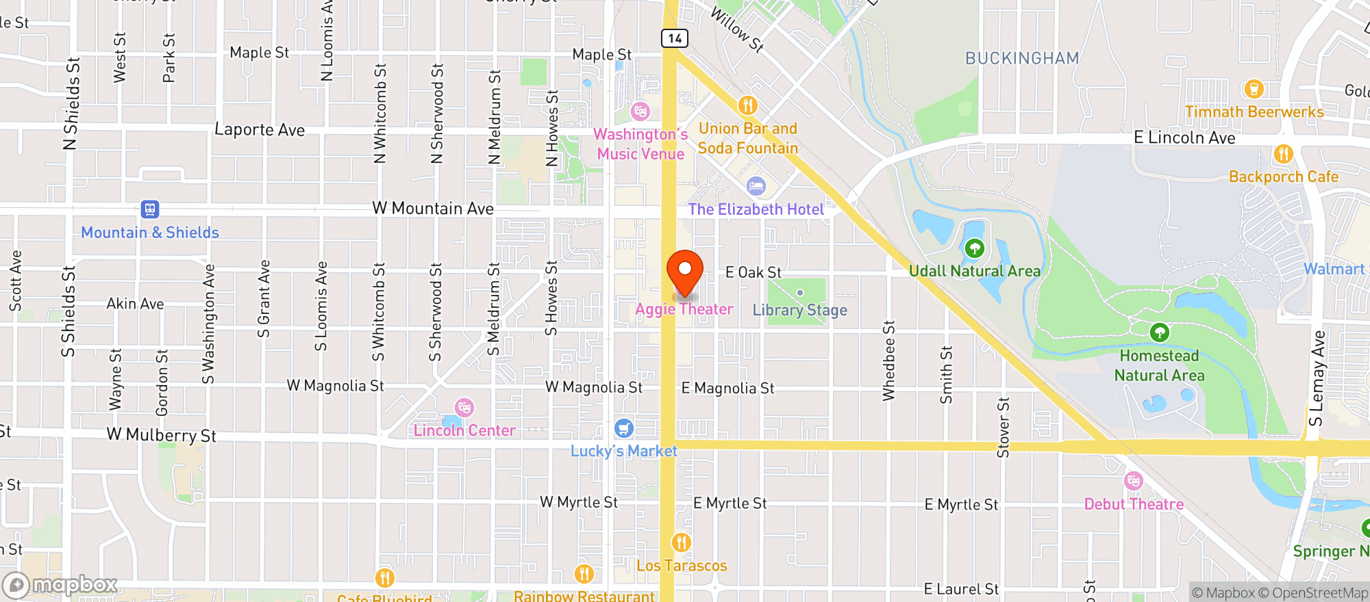 Map showing Old Town Wine & Spirits