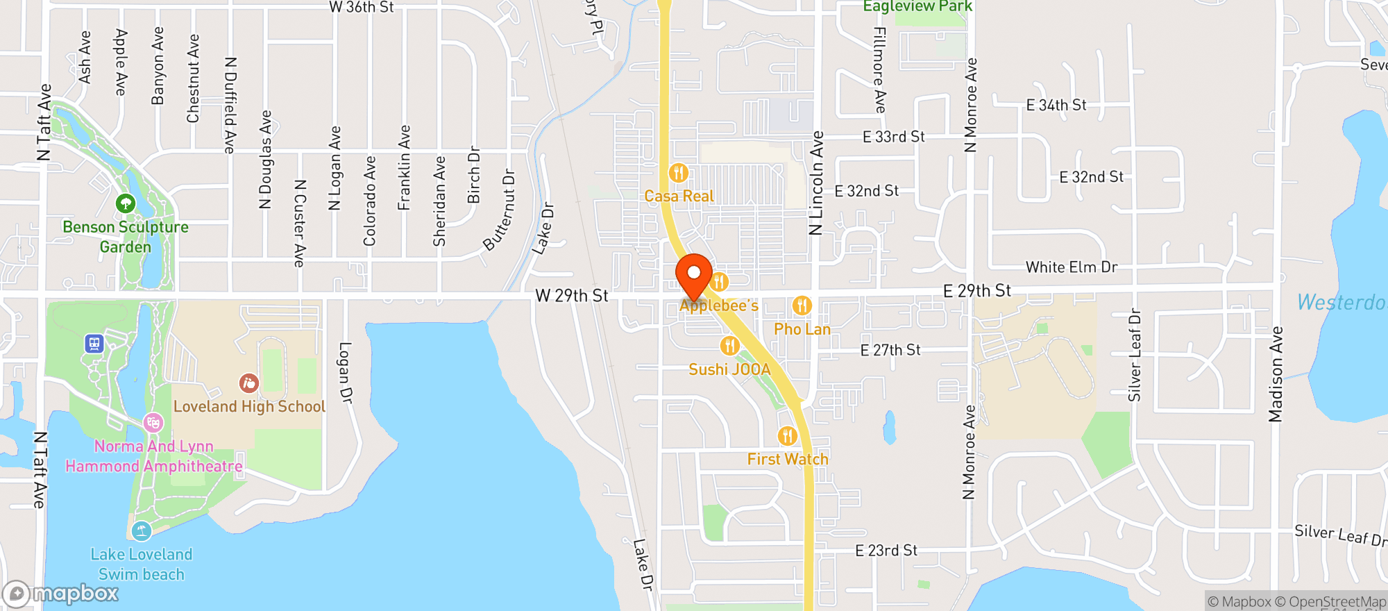 Map showing The Hideout Vape and Glass