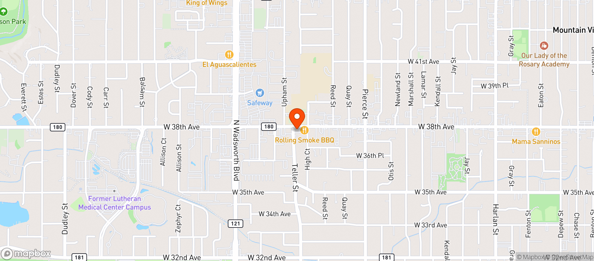Map showing Wolf + Wildflower Wine Bar