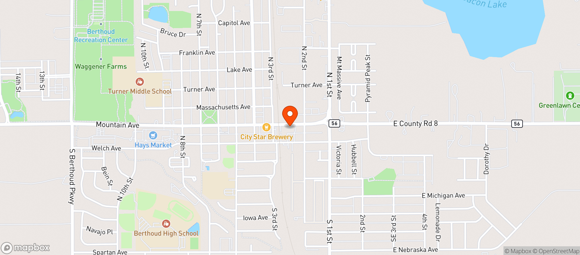 Map showing Berthoud Wine And Spirits