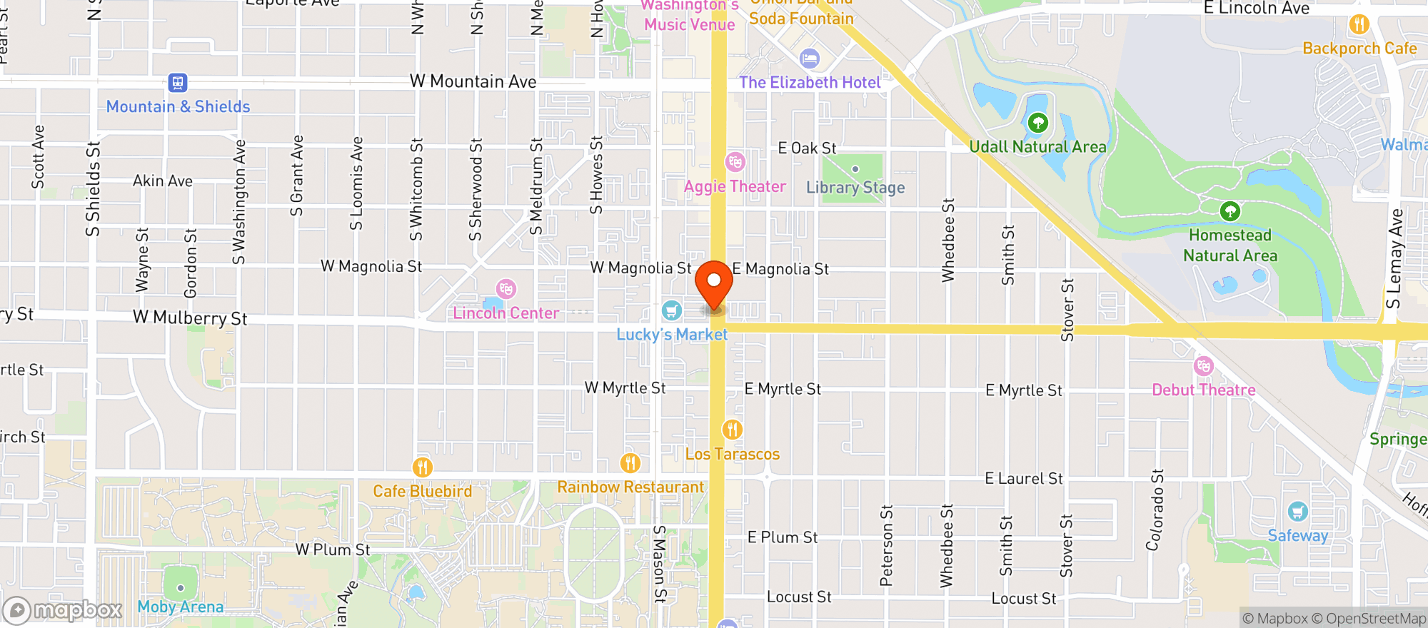 Map showing LUCKYS MARKET