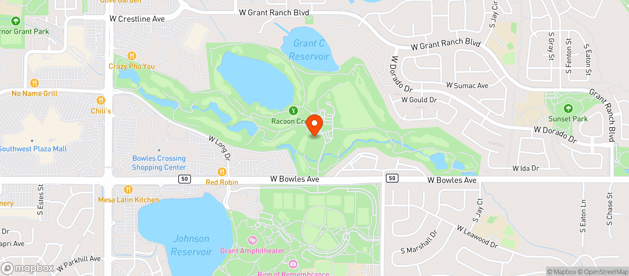 Map showing Raccoon Creek Golf Course