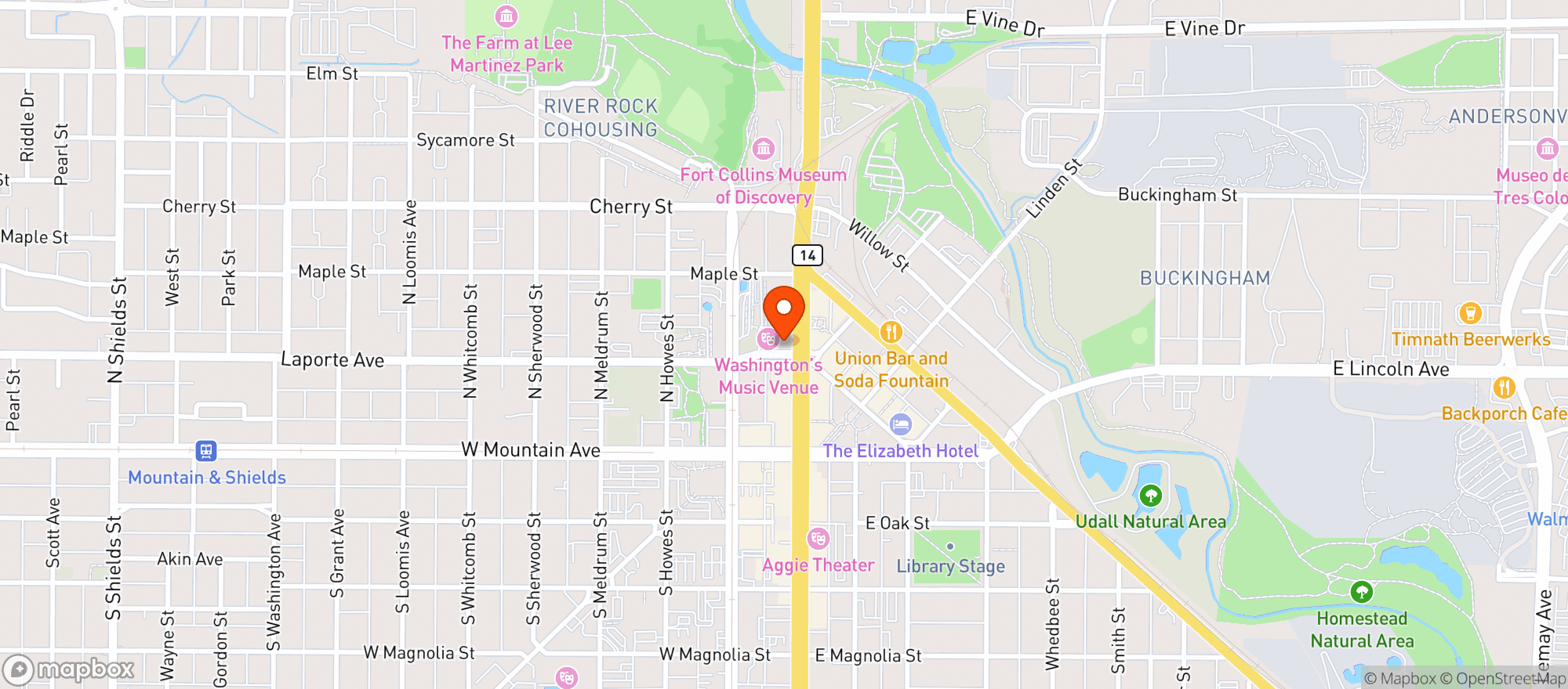 Map showing Beau Jos Colorado Style Pizza