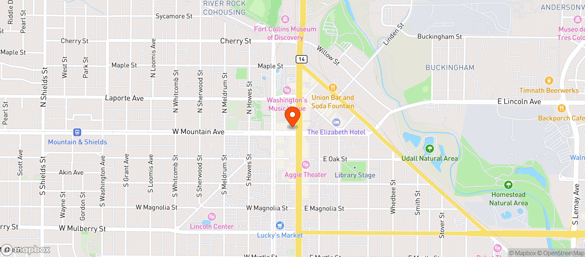 Map showing Austins American Grill