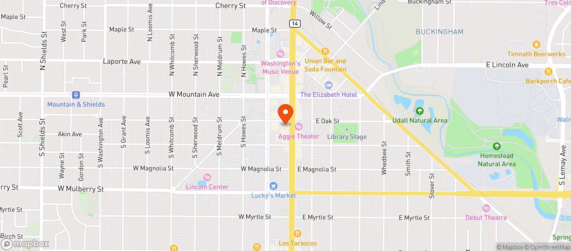 Map showing Blue Agave Grill