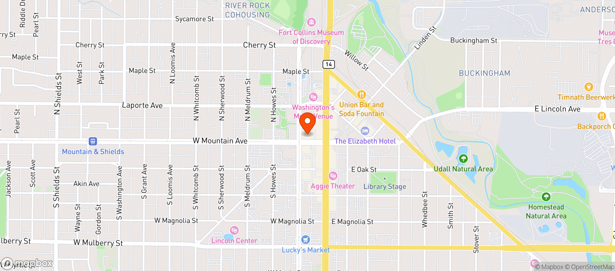 Map showing Trail Head Tavern