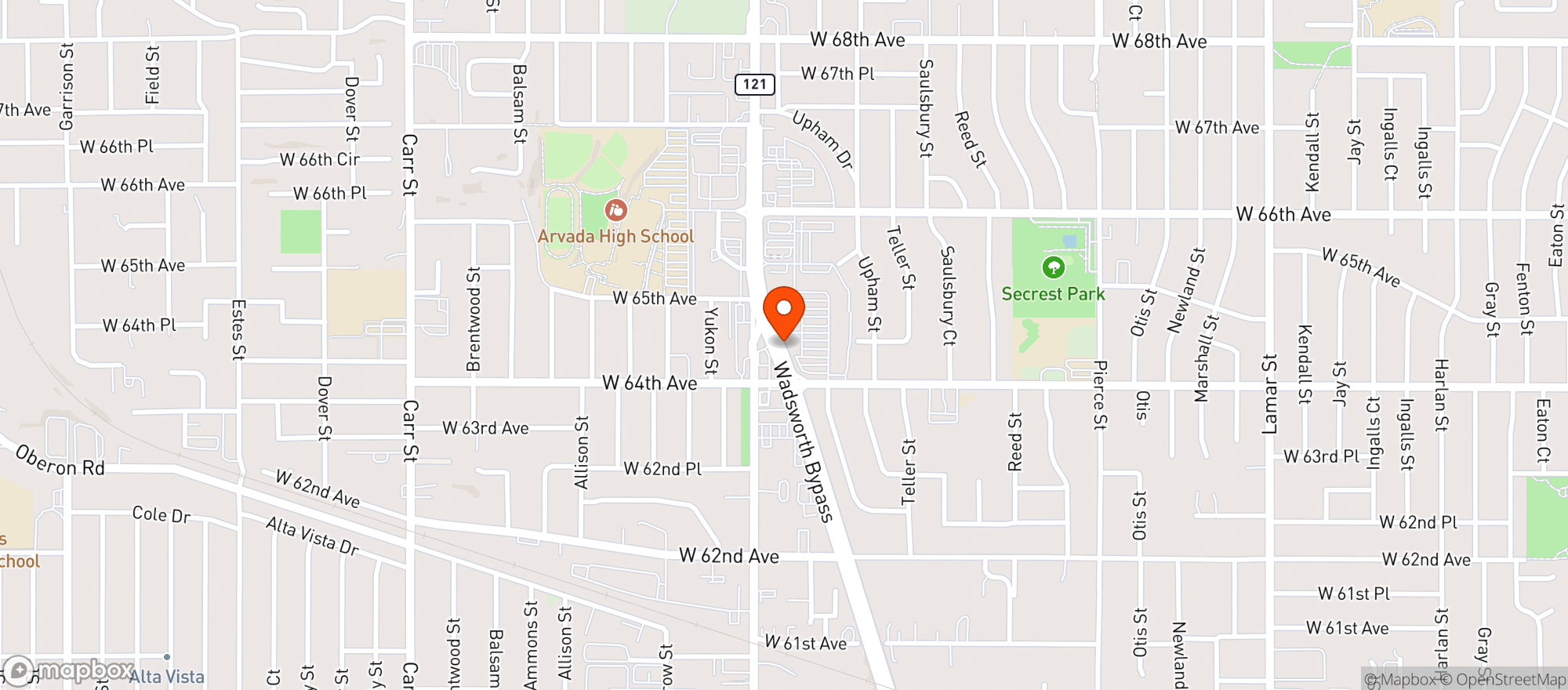 Map showing CBD ARVADA AMERICAN SHAMAN