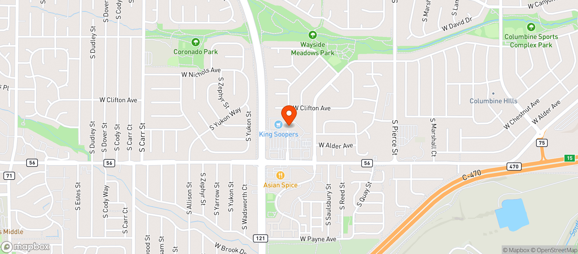 Map showing Chatfield Wine & Spirits