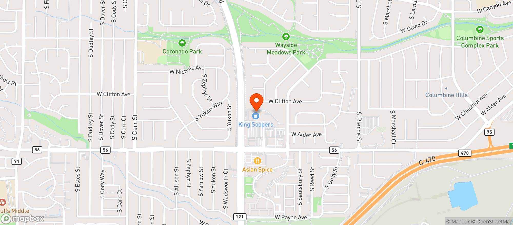 Map showing Kroger King Soopers