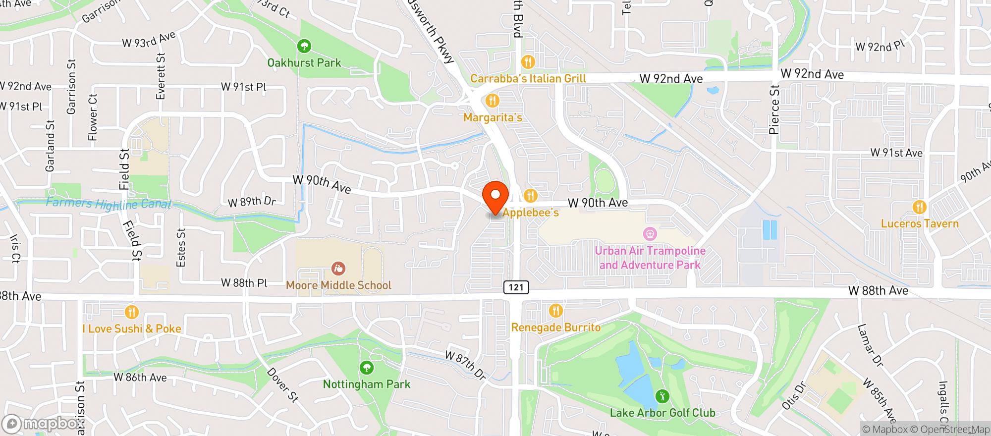 Map showing Coronas Mexican Grill