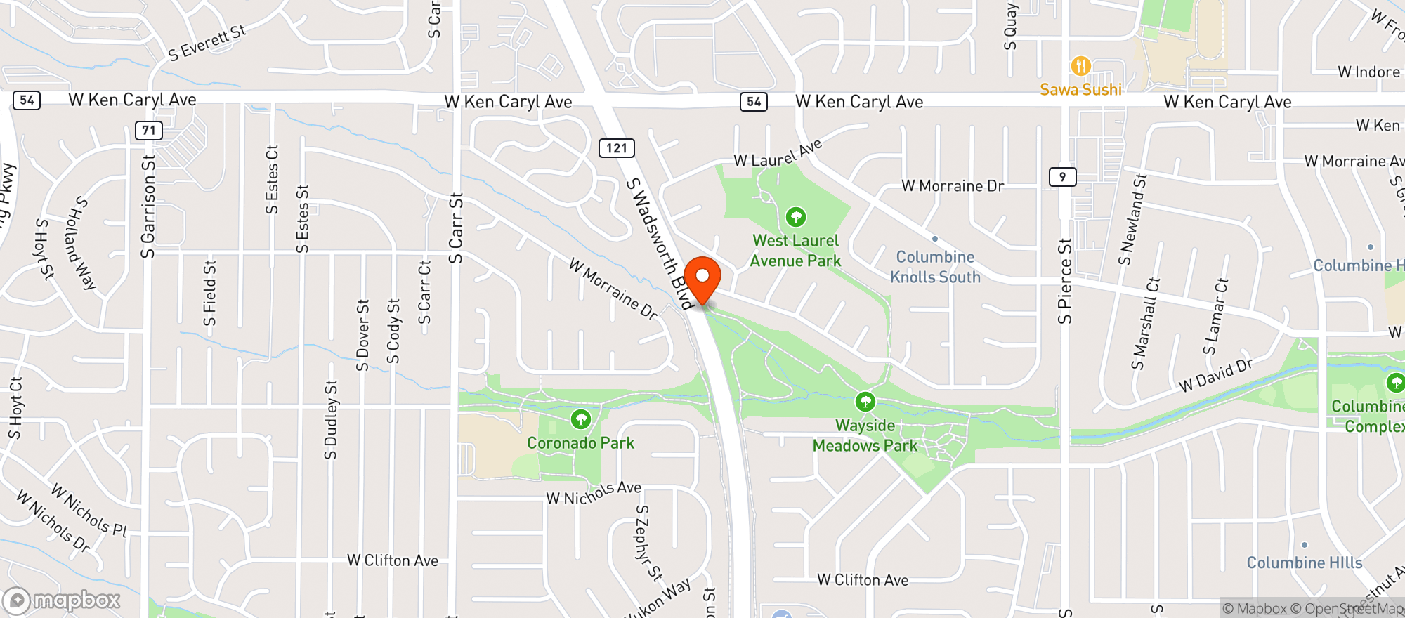 Map showing CHATFIELD WINE & SPIRITS