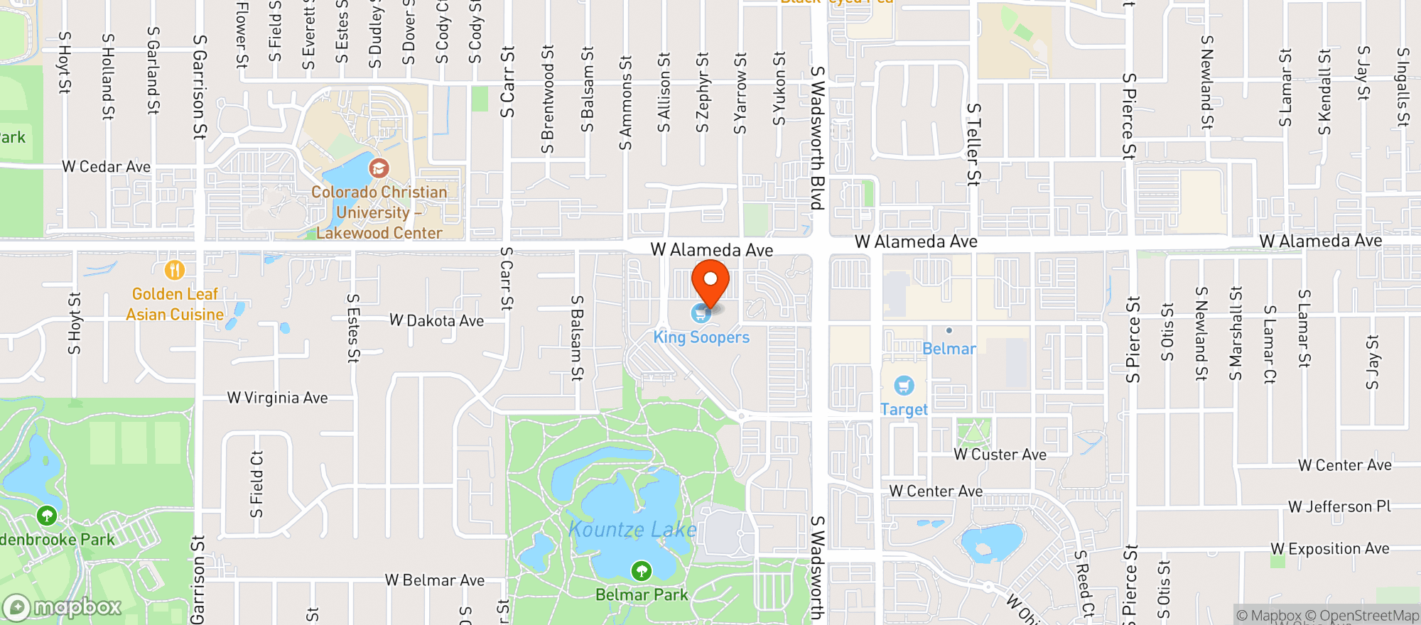 Map showing King Soopers #127